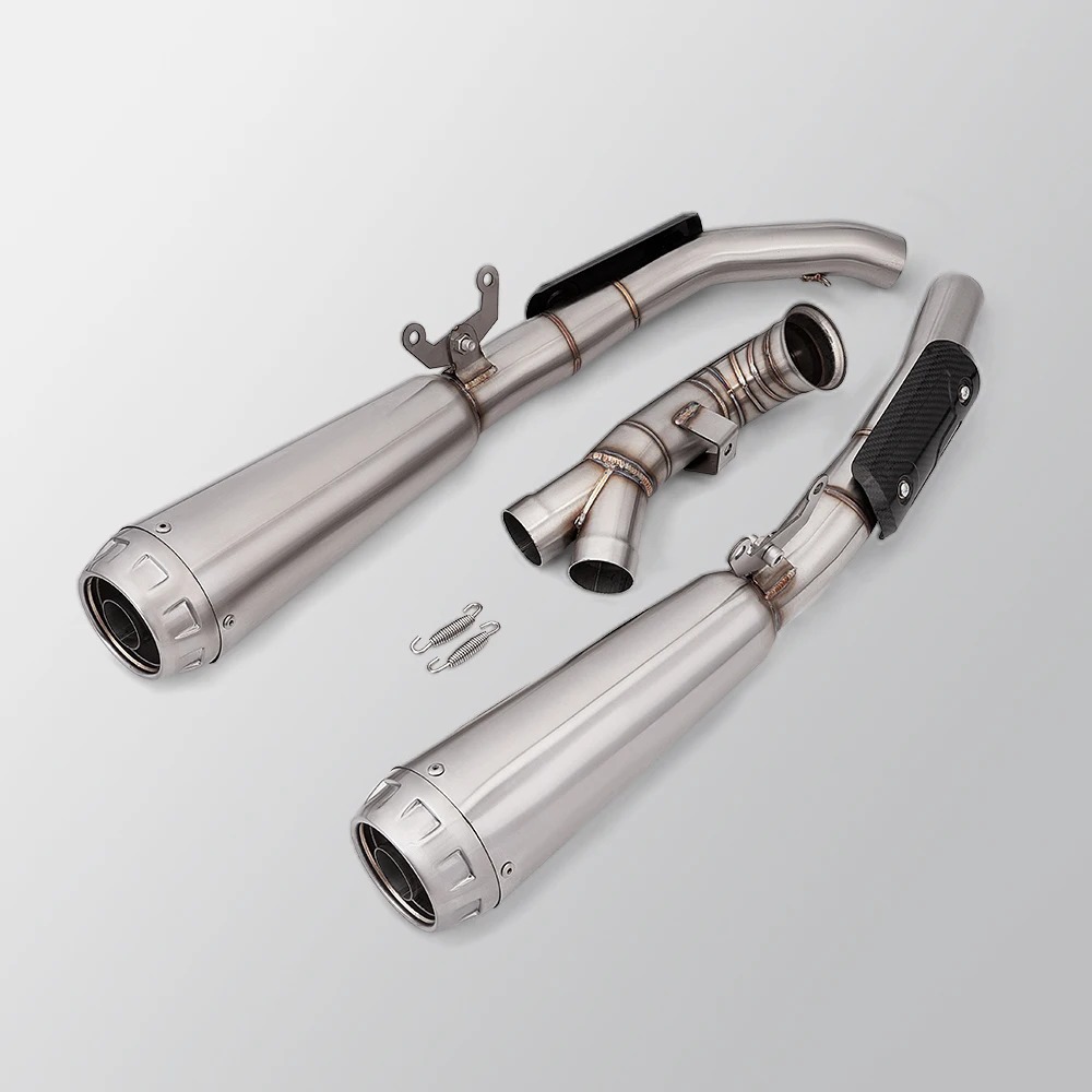2018-2025 Duke 790 Motorcycle Exhaust System Modification with New 51MM GP Dual Muffler and Middle Link Pipe